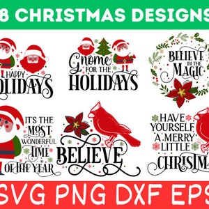 Paquete SVG de Navidad, SVG de Navidad, SVG de invierno, SVG de Santa, Vacaciones, Feliz Navidad, SVG de duende, Camisa navideña divertida, Archivo recortado para Cricut