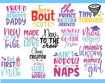 Baby SVG Bundle, Baby Shower SVG, Newborn SVG Bundle, Baby Quote Bundle, Cute Baby Saying svg, Funny Baby svg, Baby Boy Girl Svg, Png