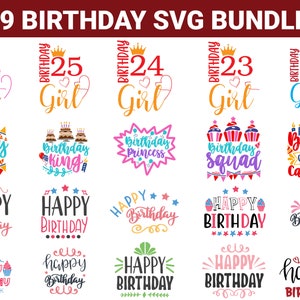 Gelukkige verjaardag svg bundel | Vrouwen verjaardag svg | verjaardagsfeestje svg | verjaardagssvg | verjaardagsfeestje svg | verjaardag clipart | Verjaardagsfeest
