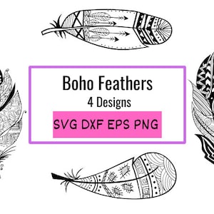 Boho Feather svg bundle, Feather birds svg, dxf, png, jpg, Feathers Silhouette, feather svg, Tribal feather svg, Instant Download