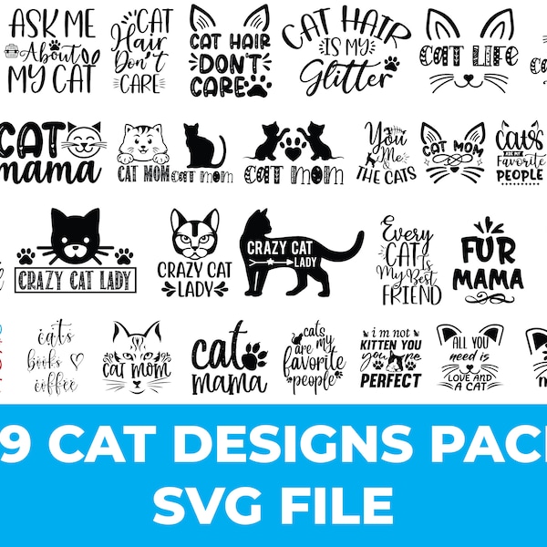 Funny Cat quotes SVG Bundle, Cat SVG, crazy cat lady svg, cat lover svg, cats svg, kitty svg, Cut File Cricut, Silhouette, Kitten SVG