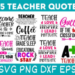 Teacher Svg Bundle, Teacher svg, School svg, Teacher Quote Svg, Teacher Appreciation, Teach Love Inspire, Back to School, svg cutting files