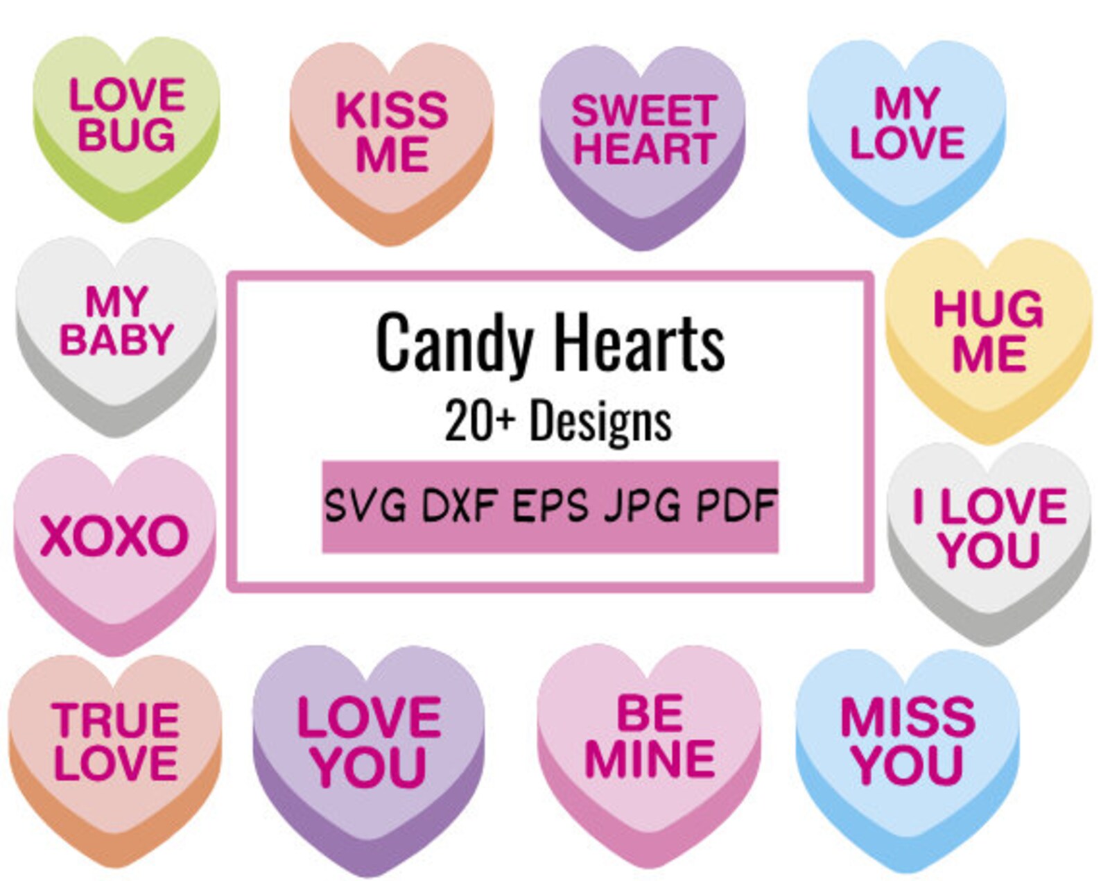 Conversation Heart Svg, Conversation Heart Clipart, Heart Candy Clipart
