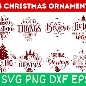 Christmas ornament svg bundle, Christmas svg, Merry Christmas svg, Believe svg, Christmas cut file, Christmas scene svg, Round ornament svg