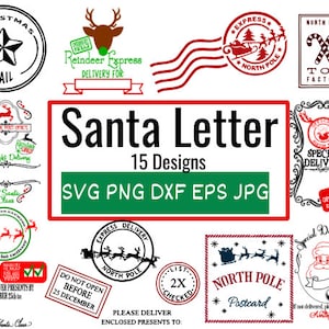 15 Pacote Svg do Pólo Norte, Svg de Correio do Pólo Norte, Svg do Selo do Papai Noel, Svg do Papai Noel, Svg de entrega especial, Svg do correio do Papai Noel, Svg de Natal