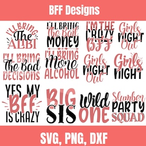 Paquete SVG de mejores amigos, amigos SVG, Bestie Svg, Bff Svg, amistad svg, amigos divertidos svg, citas de amistad, paquete SVG de amistad,