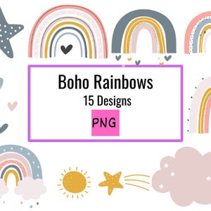 Boho Rainbow SVG,  Layered Bohemian Rainbow, Cut File, Boho PNG, Clipart, Cute T-shirt Design, Heart Rainbow, cut files for cricut, rainbow
