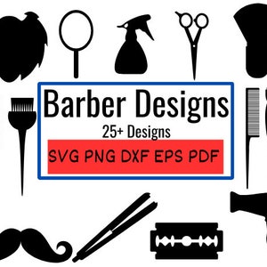 Barber svg Designs, Hairdresser SVG, Barber tools svg, Scissors svg, Brush svg, comb svg, Clippers svg, Hairstylist svg bundle, Barber Png