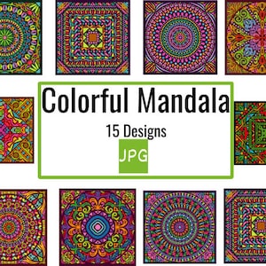 Colorful Mandala Sublimation Bundle, Mandala Clip Art, Mandalas Sublimation Backgrounds, Mandal Png, Colorful Geometric designs, Mandala Png