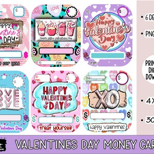 Valentine&#39;s Day Money Holder, Lip Balm Pouch Money Card, Printable Money Card, Holiday Money Card, Print-Then-Cut Money Card, Cricut File