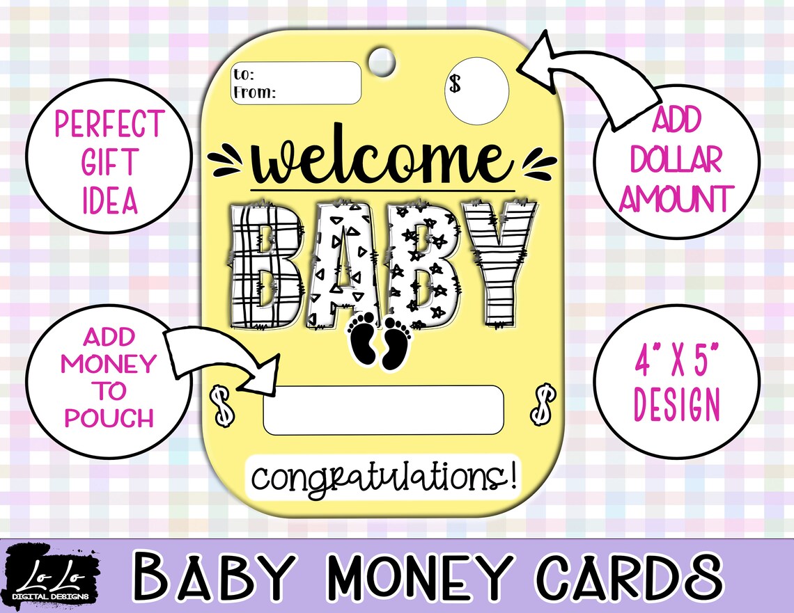 Baby Money Holder, Printable Money Card, Lip Balm Pouch Money Card ...