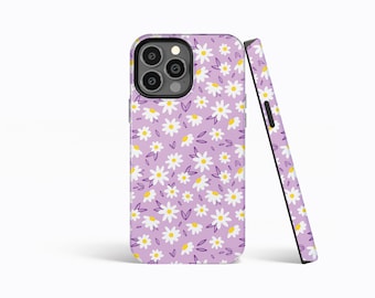 PURPLE DAISIES Floral Summer Daisy Phone Case | iPhone 15/14/13/12/11 Pro Max MagSafe | Galaxy S23/S22/S21 Ultra | Pixel 6/7 Pro | Slim Hard