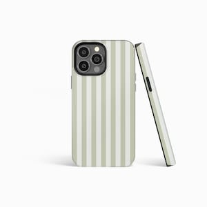 MINT & CREAM Vertical Stripes Matte Phone Case | iPhone 16/15/14/13/12 Pro Max MagSafe | Galaxy S24/S23/S22 Ultra | Pixel 7/8/9 | Slim Tough