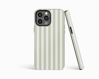 MINT & CREAM Vertical Stripes Matte Phone Case | iPhone 15/14/13/12/11 Pro Max Xs MagSafe | Galaxy S23/S22/S21 Plus Ultra | Slim Tough Hard