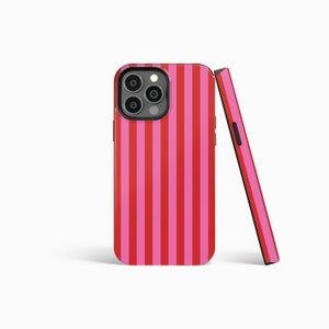 RED & PINK Vertical Stripes Matte Phone Case | iPhone 16/15/14/13/12 Pro Max MagSafe | Galaxy S24/S23/S22 Ultra | Pixel 7/8/9 | Slim Tough