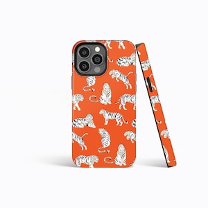 WHITE TIGERS Animal Print Protective Phone Case |iPhone 16/15/14/13/12 Pro Max MagSafe | Galaxy S24/S23/S22 Ultra | Pixel 7/8/9 | Slim Tough