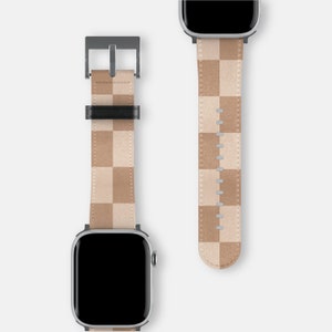 Apple Watch 42mm-44mm-45mm LV Gucci Burberry Grid Pattern Apple Watch Band  Strap Design 6 - Grey