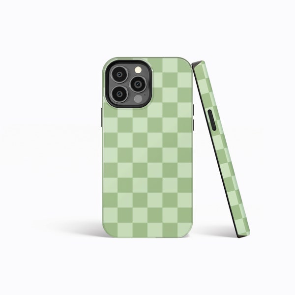 GREEN Checkered Premium Phone Case | iPhone 15/14/13/12/11 Pro Max MagSafe | Galaxy S23/S22/S21 Ultra | Pixel 6/7 Pro | Slim Tough Cover