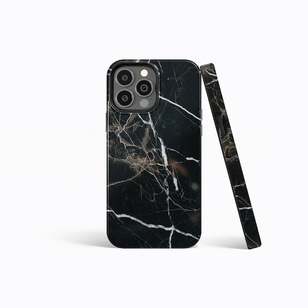 BLACK ROCK Marble Design Hard Phone Case | iPhone 14/13/12/11 Pro Max MagSafe | Galaxy S23/S22/S21 Ultra | Google Pixel 6/7 Pro | Slim Tough