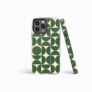 GREEN CREAM BAUHAUS Pattern Phone Case | iPhone 16/15/14/13/12 Pro Max MagSafe | Galaxy S24/S23/S22 Ultra | Pixel 7/8/9 | Slim Tough