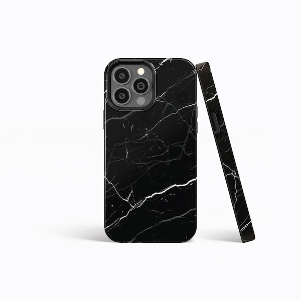 NOIR MARBLE Marble Effect Matte Phone Case | iPhone 15/14/13/12/11 Pro Max MagSafe | Galaxy S23/S22/S21 Ultra | Pixel 6/7 Pro | Slim Tough