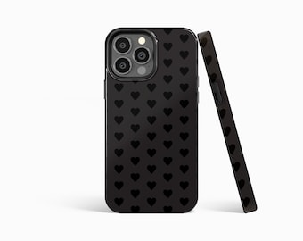 MATTE BLACK HEARTS Valentine Phone Case | iPhone 15/14/13/12/11 Pro Max MagSafe | Galaxy S24/S23/S22/S21 Ultra | Pixel 7/8 Pro | Slim Tough