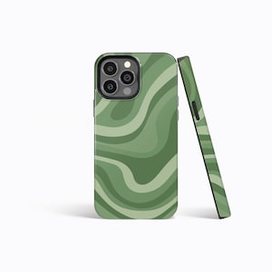 GREEN MONOTONE Abstract Protective Phone Case | iPhone 16/15/14/13/12 Pro Max MagSafe | Galaxy S24/S23/S22 Ultra | Pixel 7/8/9 | Slim Tough