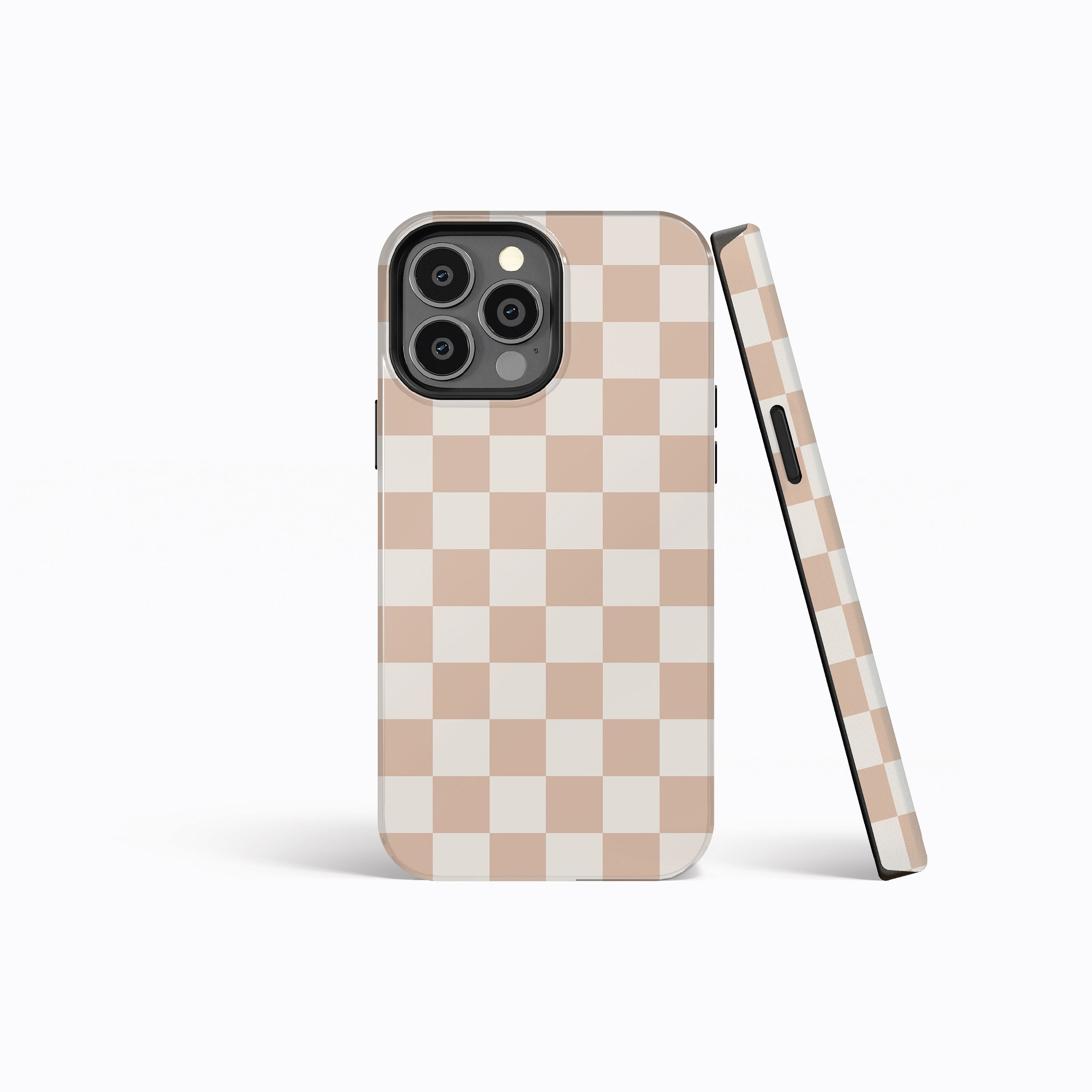 LIGHT BEIGE Checkered Protective Phone Case iPhone 