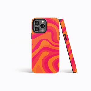 VERMILLION WAVY Protective Phone Case | iPhone 15/14/13/12/11 Pro Max MagSafe | Galaxy S23/S22/S21 Ultra | Pixel 6/7 Pro | Slim Tough Cover