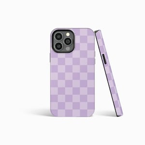 PURPLE CHECKERED Protective Phone Case | iPhone 16/15/14/13/12 Pro Max MagSafe | Galaxy S24/S23/S22 Ultra | Pixel 7/8 Pro | Slim Tough