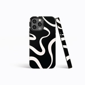 BLACK WHITE Swirls Abstract Pattern Phone Case | iPhone 15/14/13/12/11 Pro Max MagSafe | Galaxy S23/S22/S21 Ultra | Pixel 6/7 | Slim Tough
