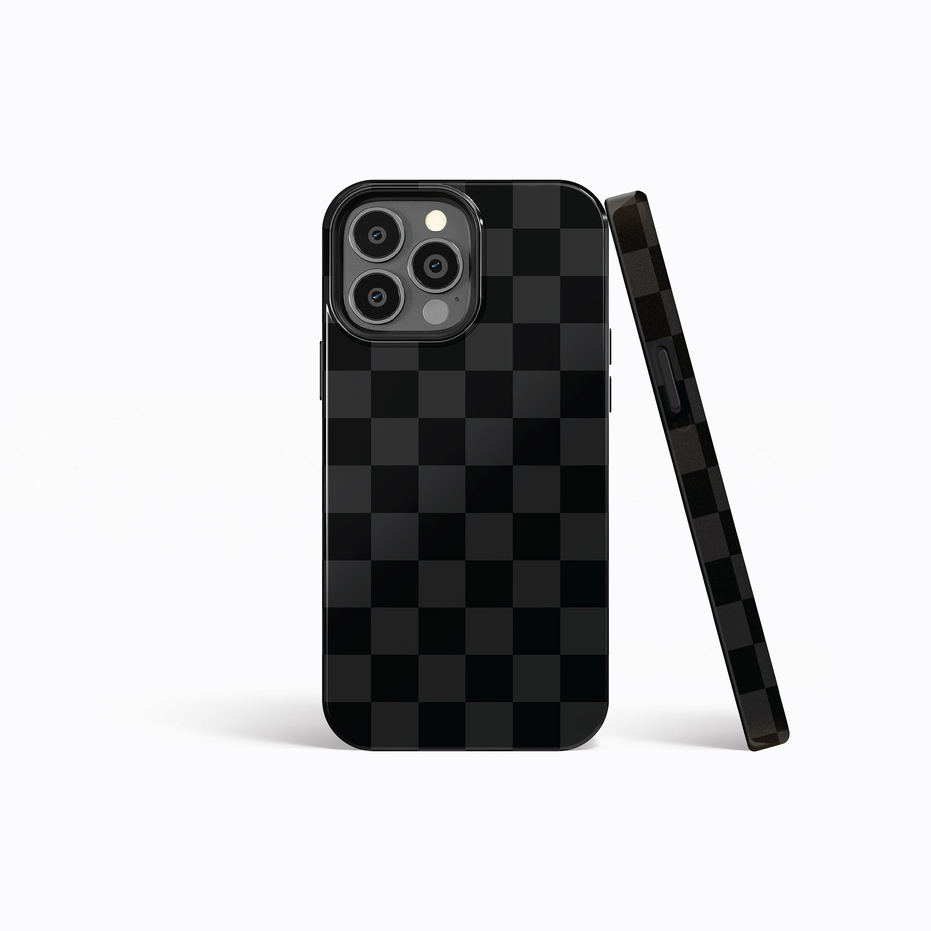 BLACK GREY Checkered Protective Phone Case | iPhone 16/15/14