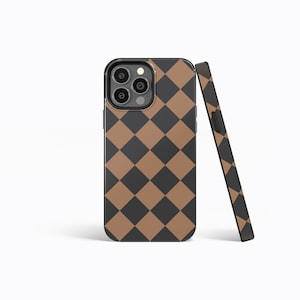 BROWN UNIFORM Checkered Premium Phone Case | iPhone 16/15/14/13/12 Pro Max MagSafe | Galaxy S24/S23/S22 Ultra | Pixel 7/8/9 | Slim Tough