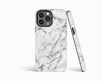 SATIN WHITE Marble Protective Phone Case | iPhone 15/14/13/12/11 Pro Max MagSafe | Galaxy S23/S22/S21 Ultra | Pixel 6/7 Pro | Slim Tough