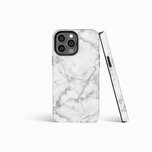 WHITE MARBLE Matte Protective Phone Case | iPhone 16/15/14/13/12 Pro Max MagSafe | Galaxy S24/S23/S22/S21 Ultra | Pixel 6/7 Pro | Slim Tough
