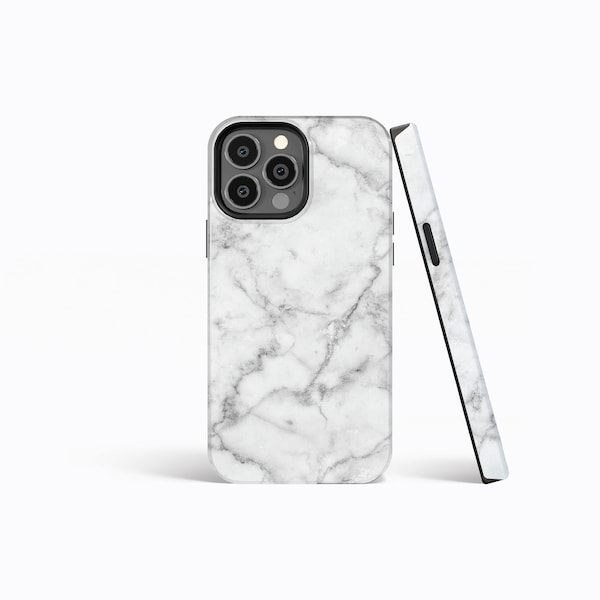 WHITE MARBLE Matte Protective Phone Case | iPhone 15/14/13/12/11 Pro Max MagSafe | Galaxy S24/S23/S22/S21 Ultra | Pixel 6/7 Pro | Slim Tough