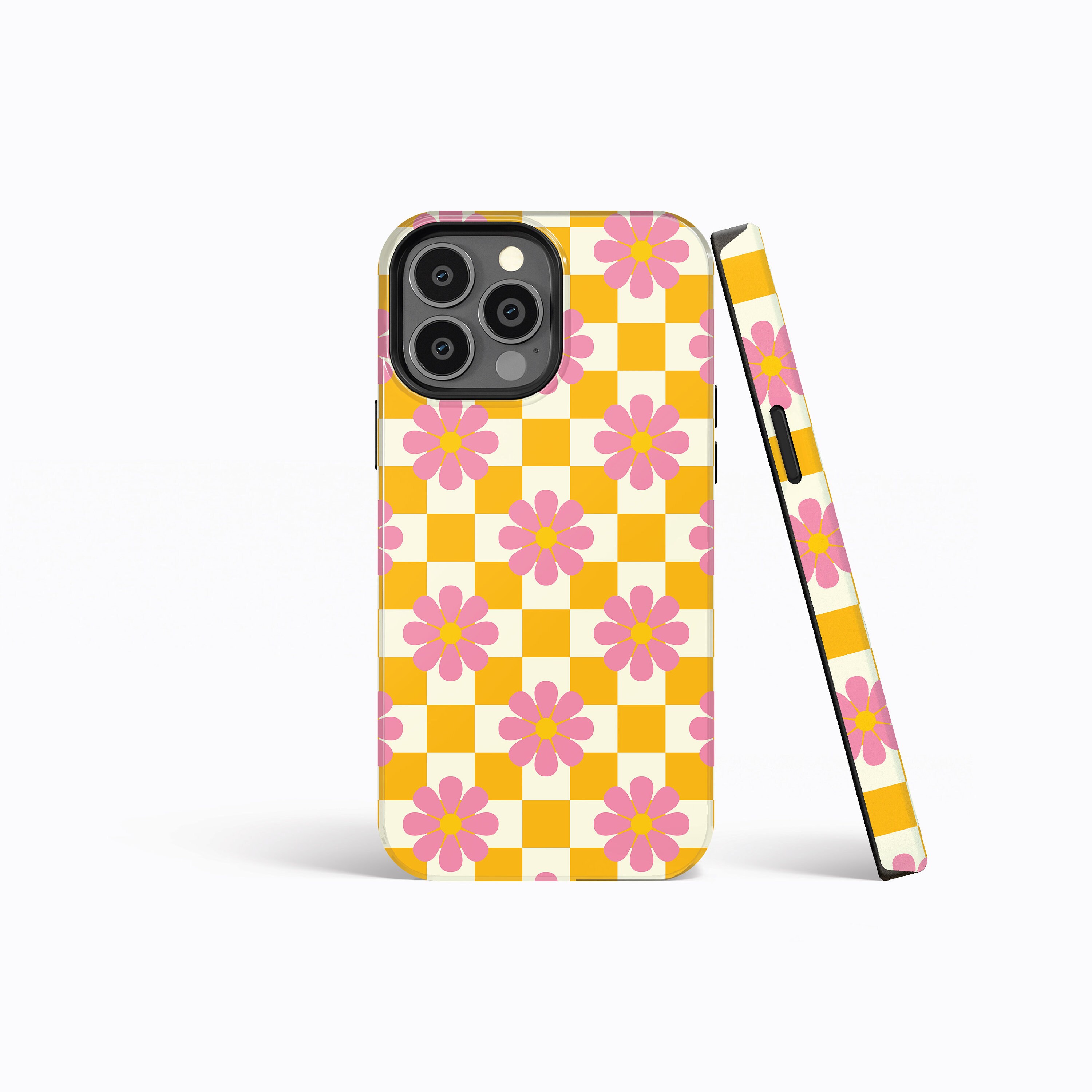 【EENK】Phone Case Liney Yellow Check Phone Case Liney Yellow Check : EENK