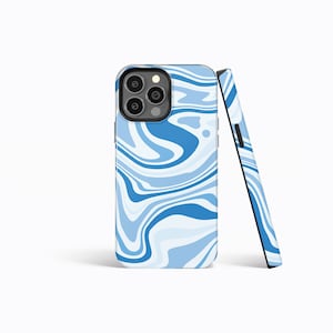 BLUE SWIRLS Fluid Design Phone Case | iPhone 16/15/14/13/12 Pro Max MagSafe | Galaxy S24/S23/S22 Ultra | Pixel 7/8/9 | Slim Tough