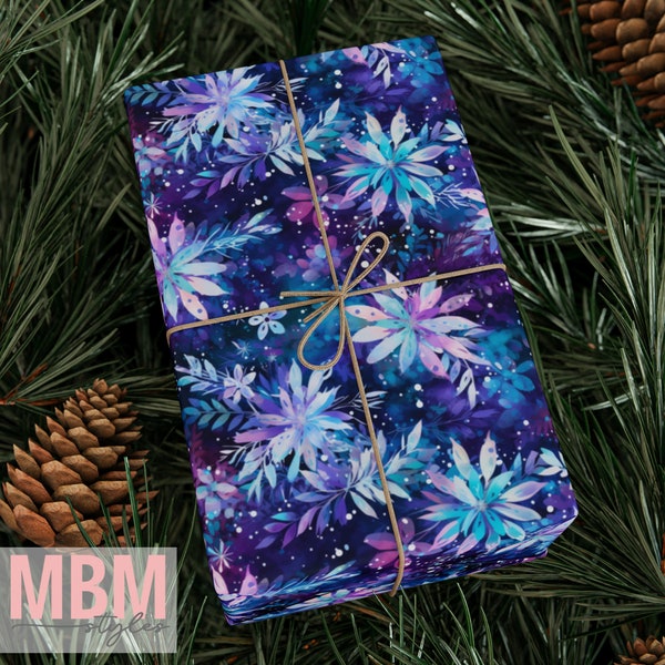 Purple Floral Wrapping Paper Etsy