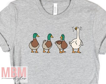 Duck... Duck... Duck... Goose! Tee, Funny Cute Duck & Goose Shirt, Cartoon Bird Tee, Duck Gift