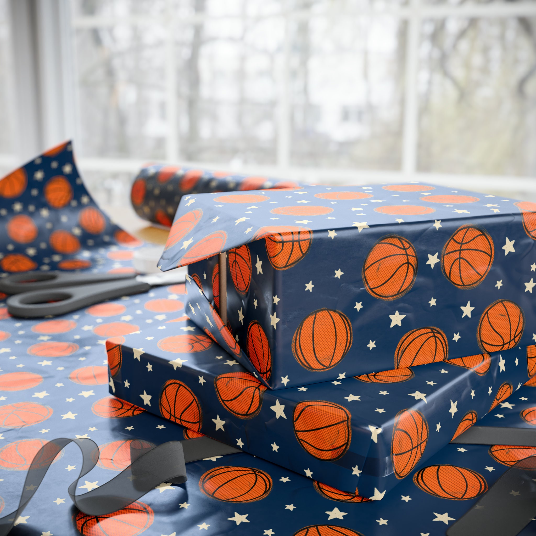Basketball Wrapping Paper, Birthday Party Gift Wrap, Sports Ball