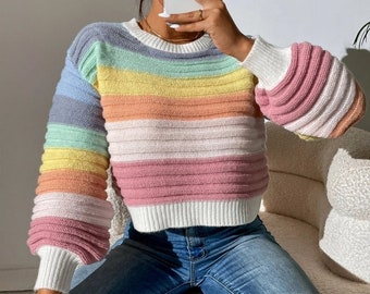 Pastel Rainbow Sweater - Etsy