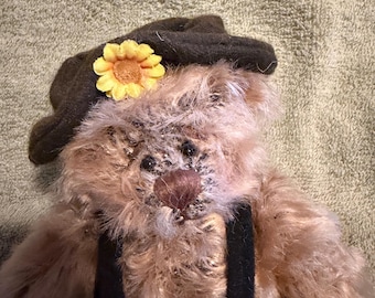 Vintage Ganz Cottage Collectibles Chickita Teddy Bear by Artist Lorraine Chien, 8” Fully Jointed Shaggy Country Plush Bear with Wobbly Joint