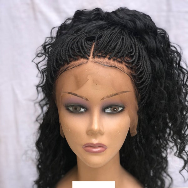 Micro braids single plait Deep wave light weight box braid  wig