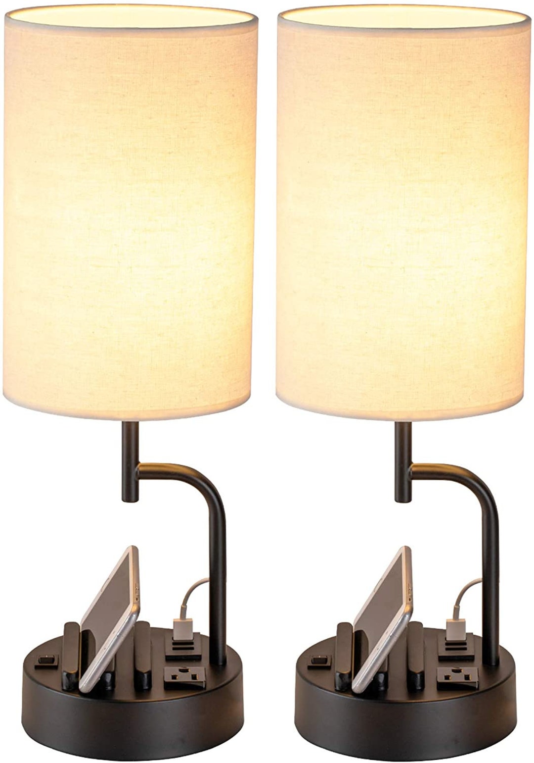 Dreamholder Table Lamp With 3 USB Charging Ports, Modern Desk Lamp pack