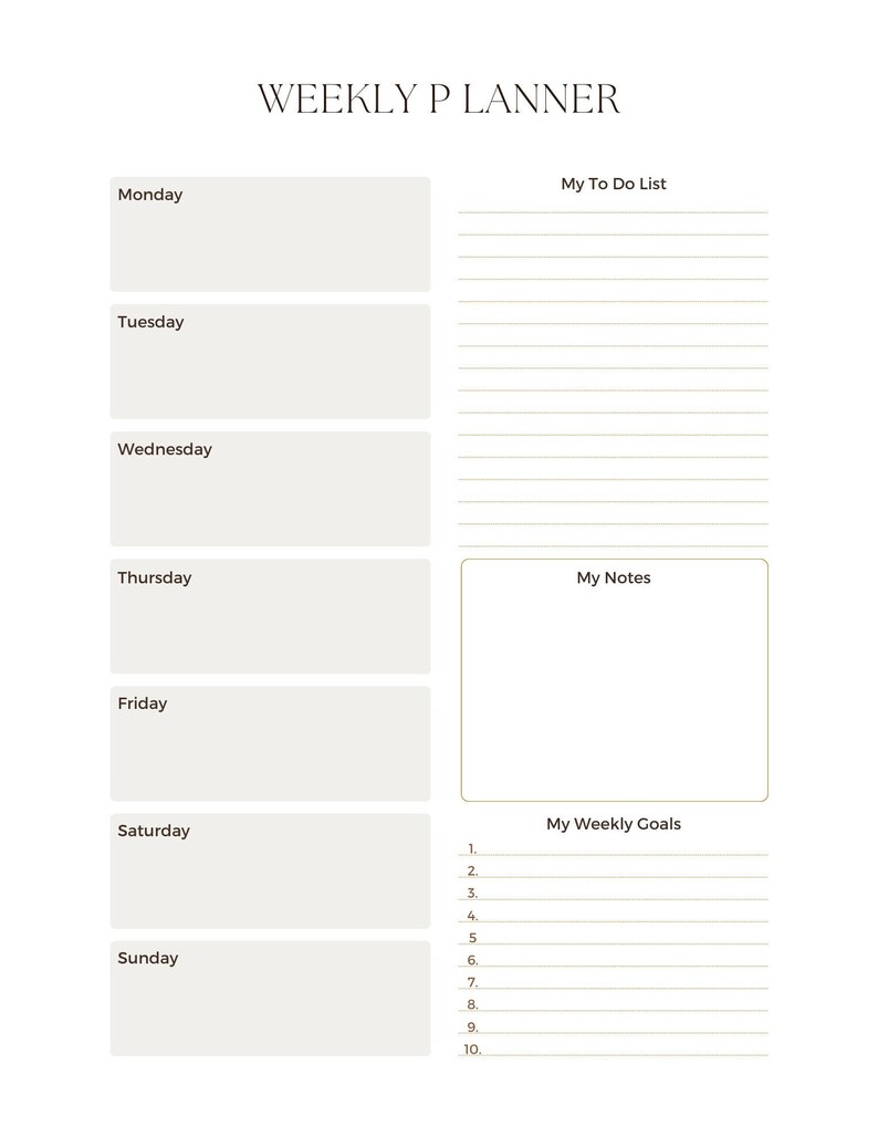 Weekly Planning Printable |planning Sheet|minimalist Planning Sheet ...