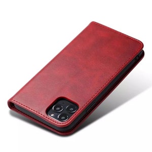 Funda de cuero iPhone 12/13 Pro Max / Funda de cuero magnética para iPhone 13 Pro Max con soporte de ranura para tarjeta y cubierta trasera Protector de la funda del teléfono