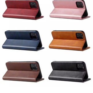 Funda de cuero para iPhone 12/13 Pro Max / Funda de cuero abatible magnética para iPhone 13 Pro Max con soporte de ranura para tarjeta y cubierta trasera Para proteger la funda del teléfono