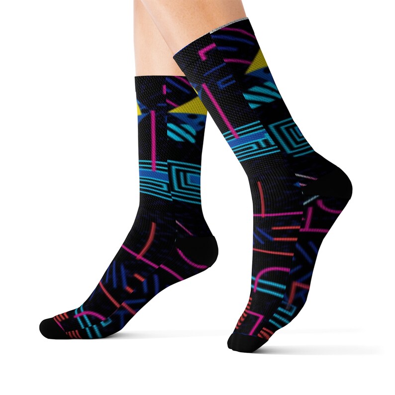 Retro Neon Socks Embrace the 80s Vibe Etsy