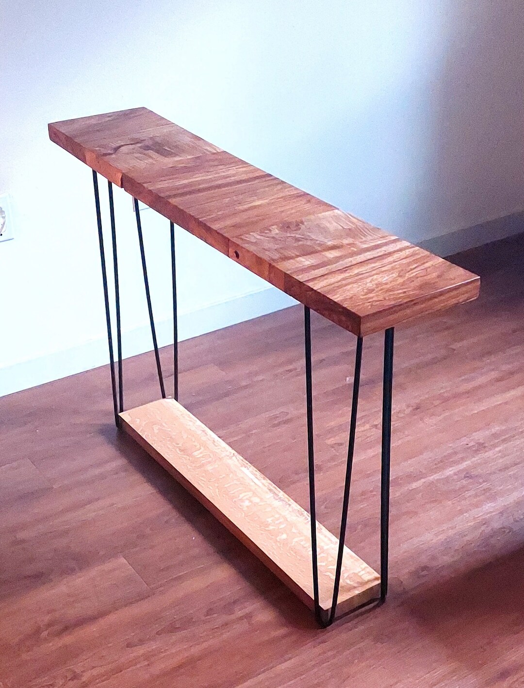 Oregon Myrtle Wood and Iroko Console Table Etsy